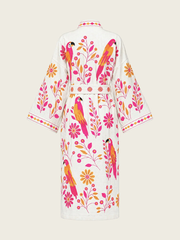 Kimono Pink Parrot Embroidery