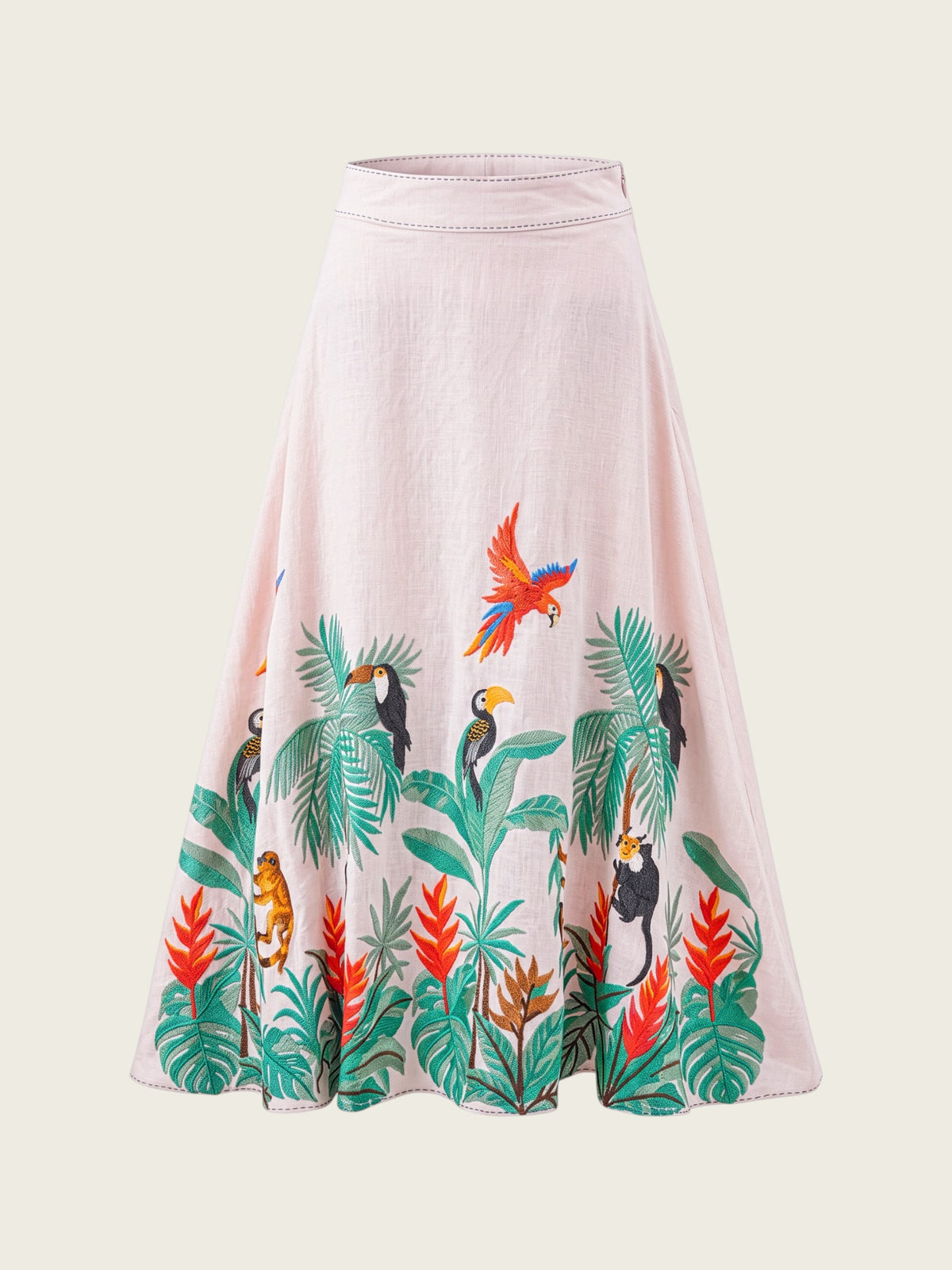 Lantana Skirt Brasil Embroidery on Blush Rose