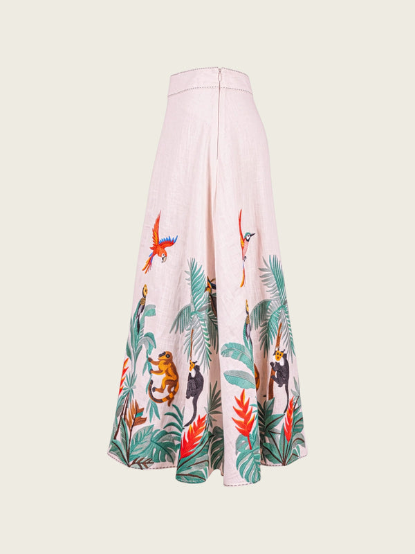 Lantana Skirt Brasil Embroidery on Blush Rose