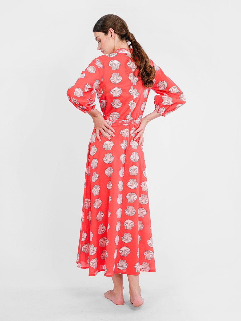 Marigold Dress Shells on Red