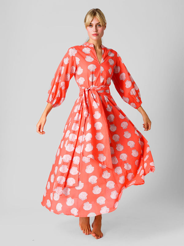 Marigold Dress Shells on Red