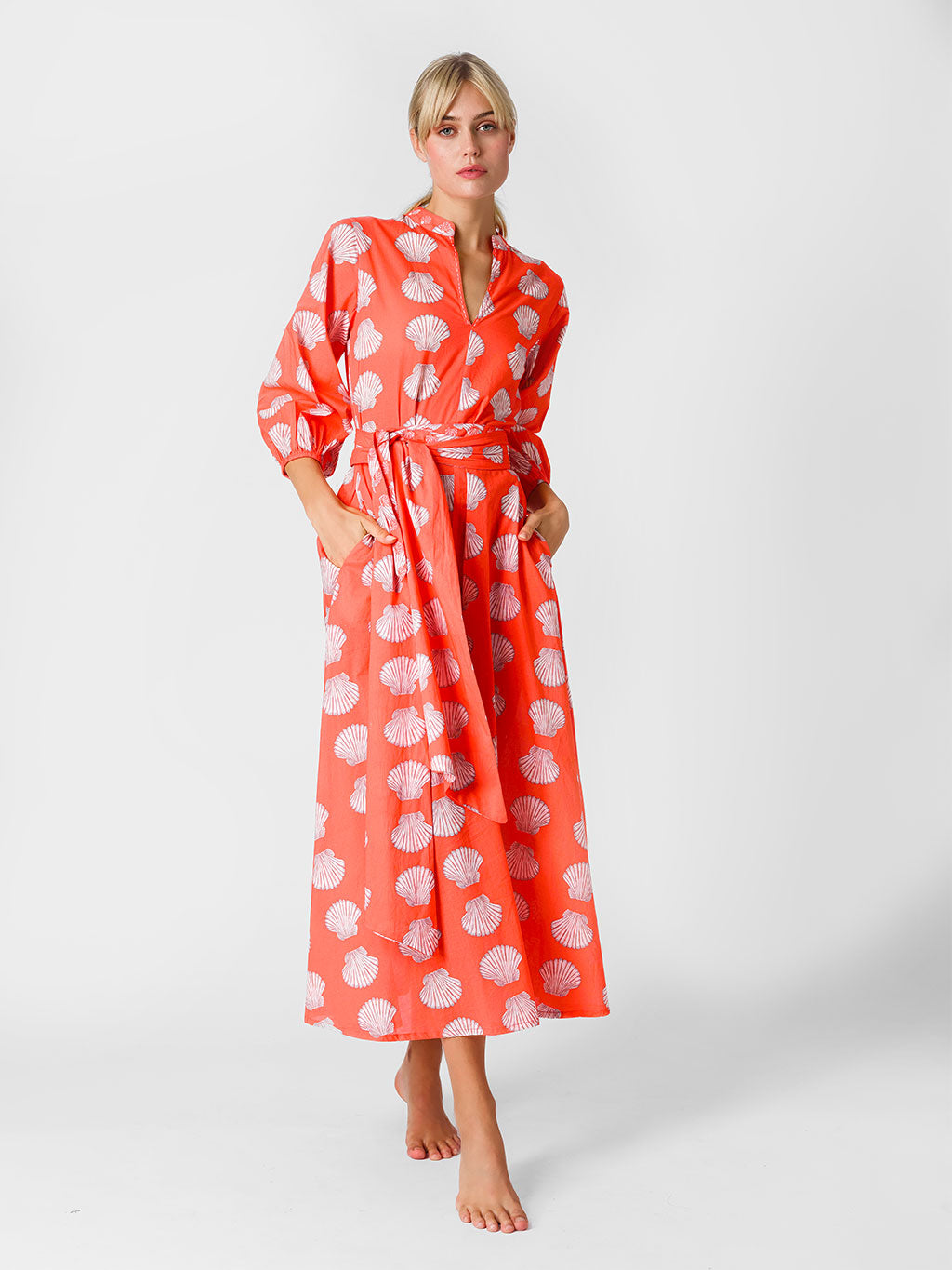 Marigold Dress Shells on Red