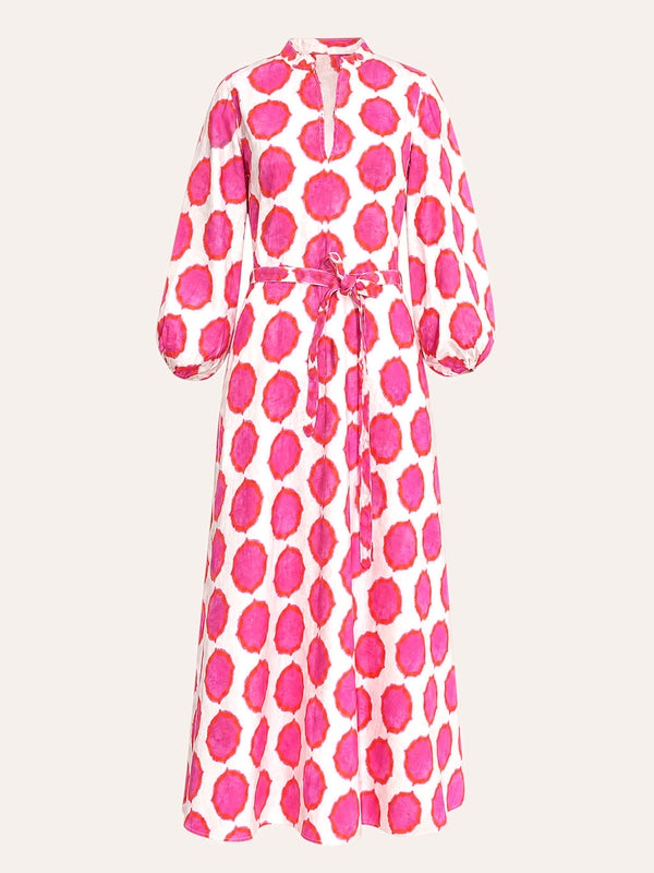 Marigold Dress Ikat Pink Orange