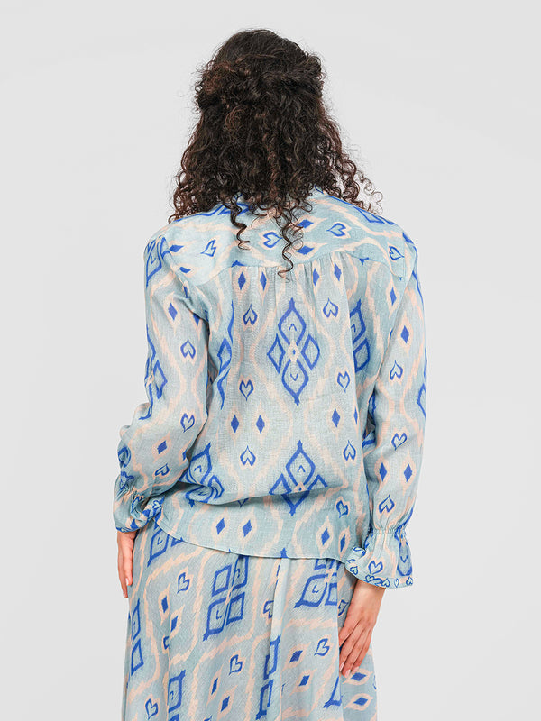 Broom Blouse Ikat Blue