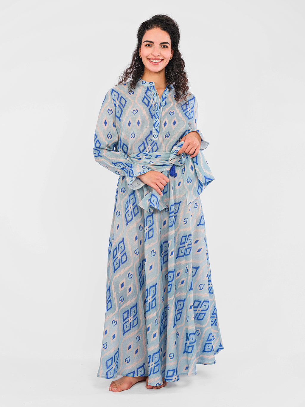 Broom Blouse Ikat Blue