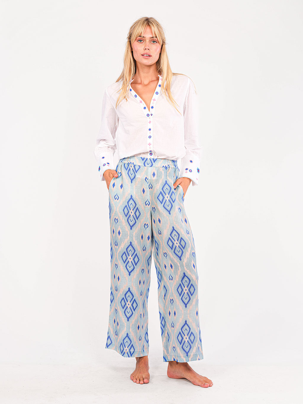 Fennel Pants Ikat Blue
