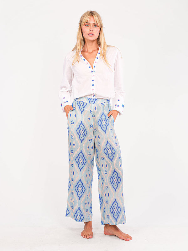 Fennel Pants Ikat Blue