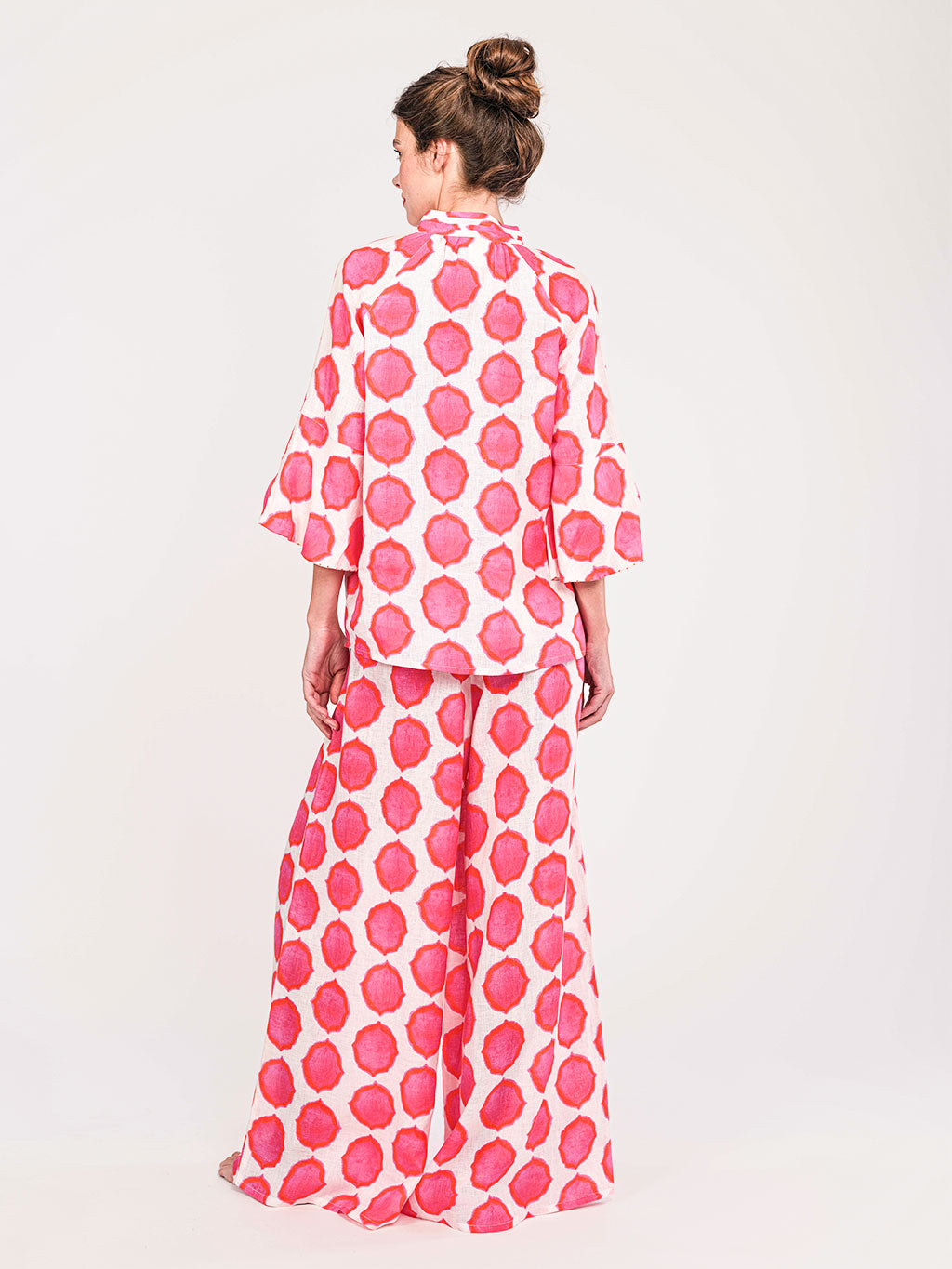 Flax Blouse Ikat Pink Orange