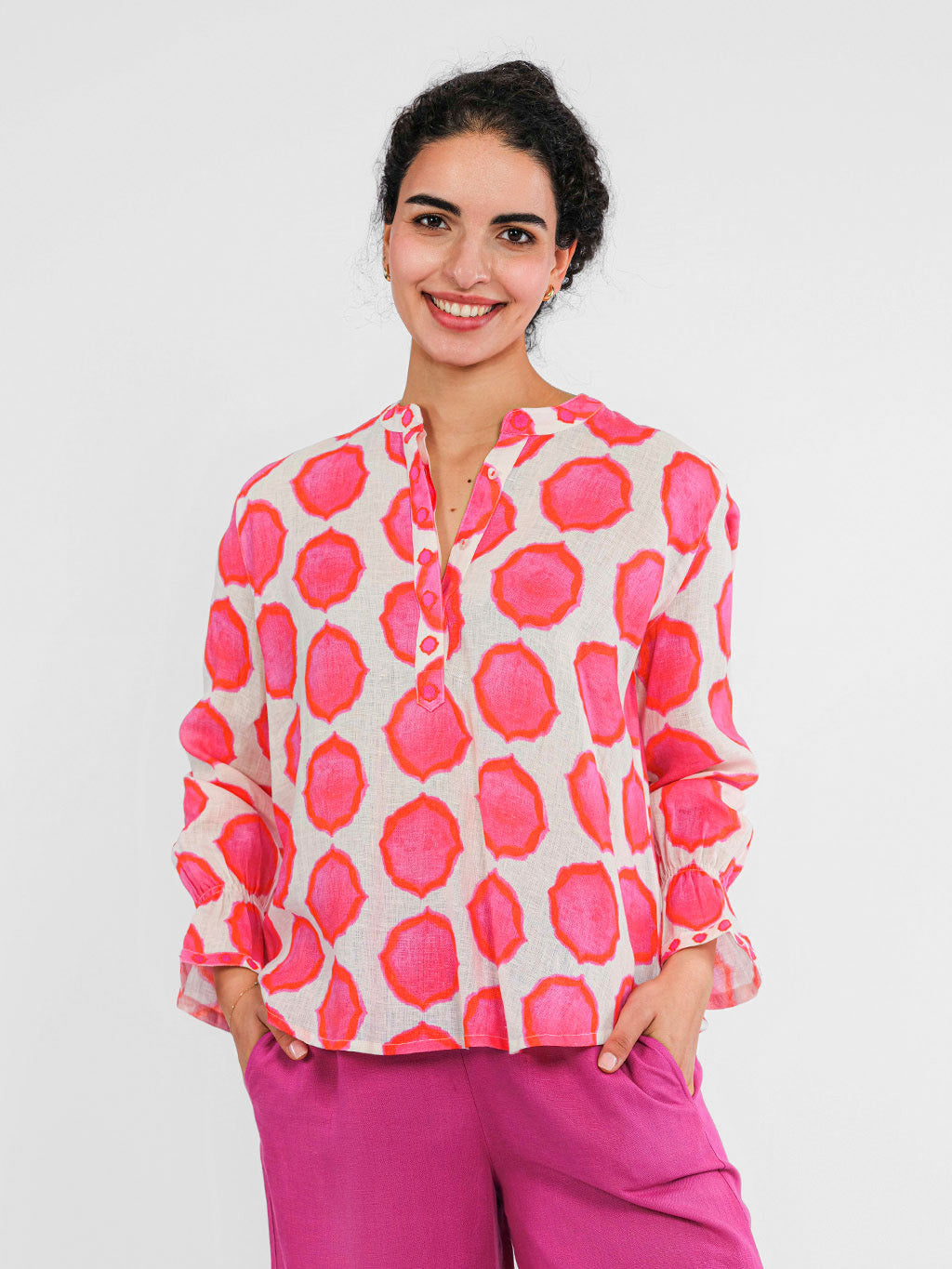 Broom Blouse Ikat Pink Orange