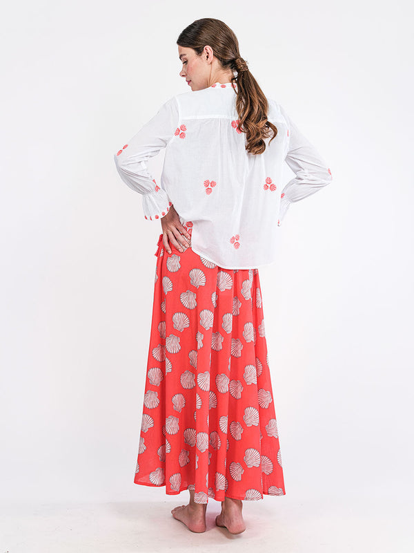 Vanilla Skirt Shells on Red