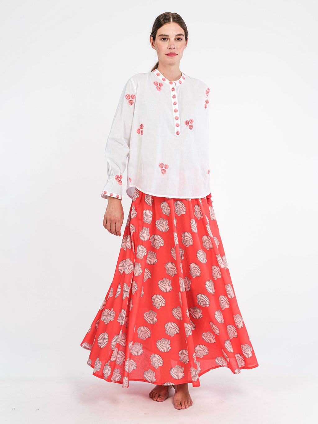 Vanilla Skirt Shells on Red