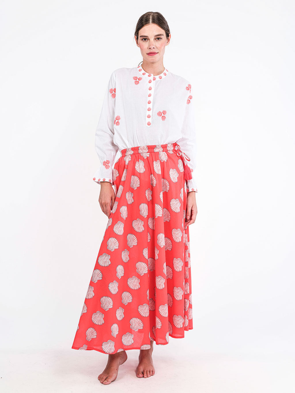 Vanilla Skirt Shells on Red