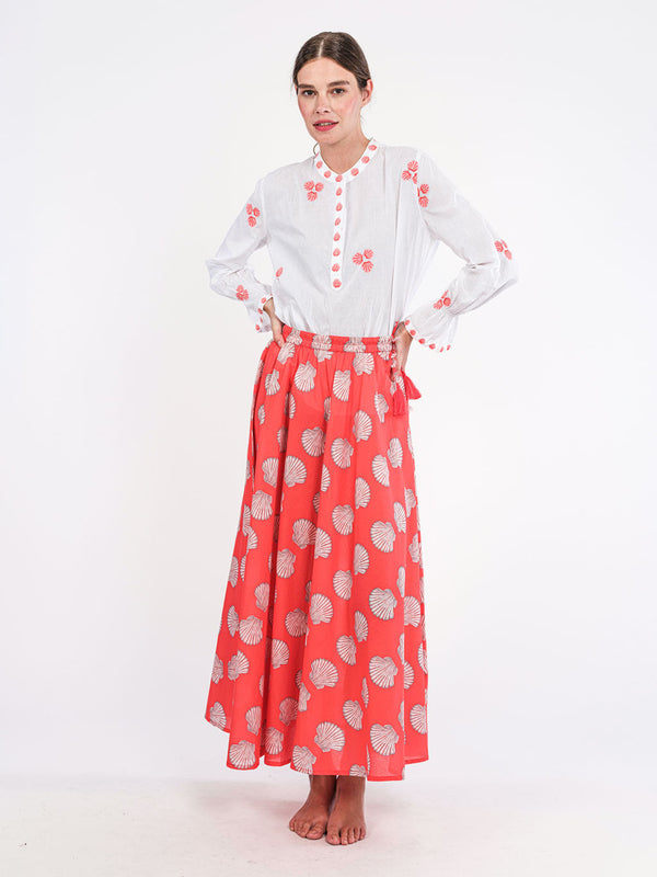 Vanilla Skirt Shells on Red