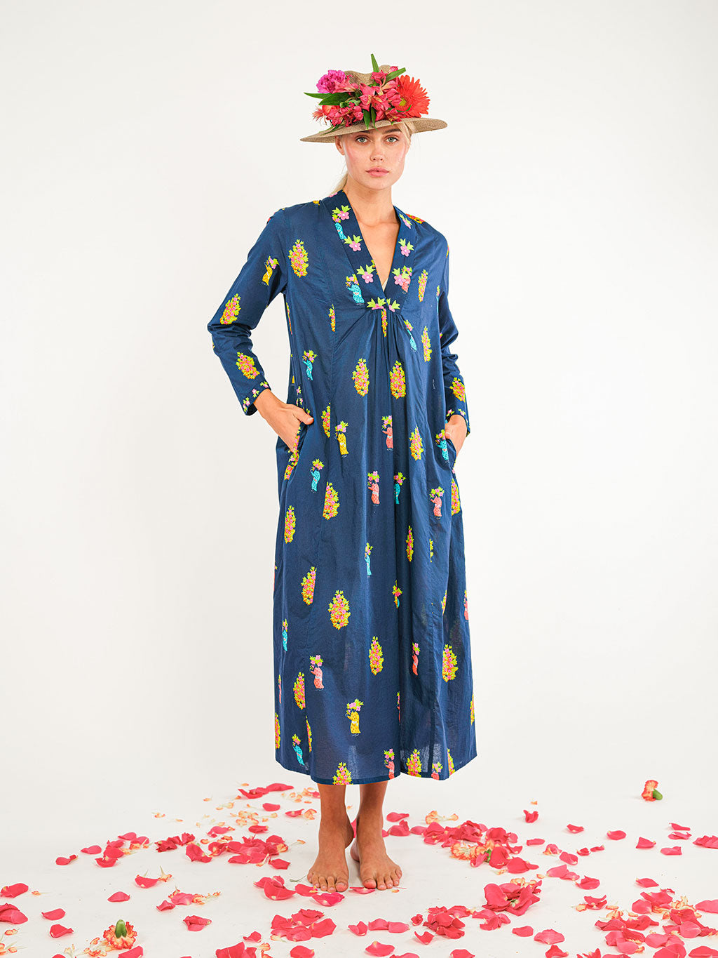 Sandalwood Dress Flowerbunch on Navy