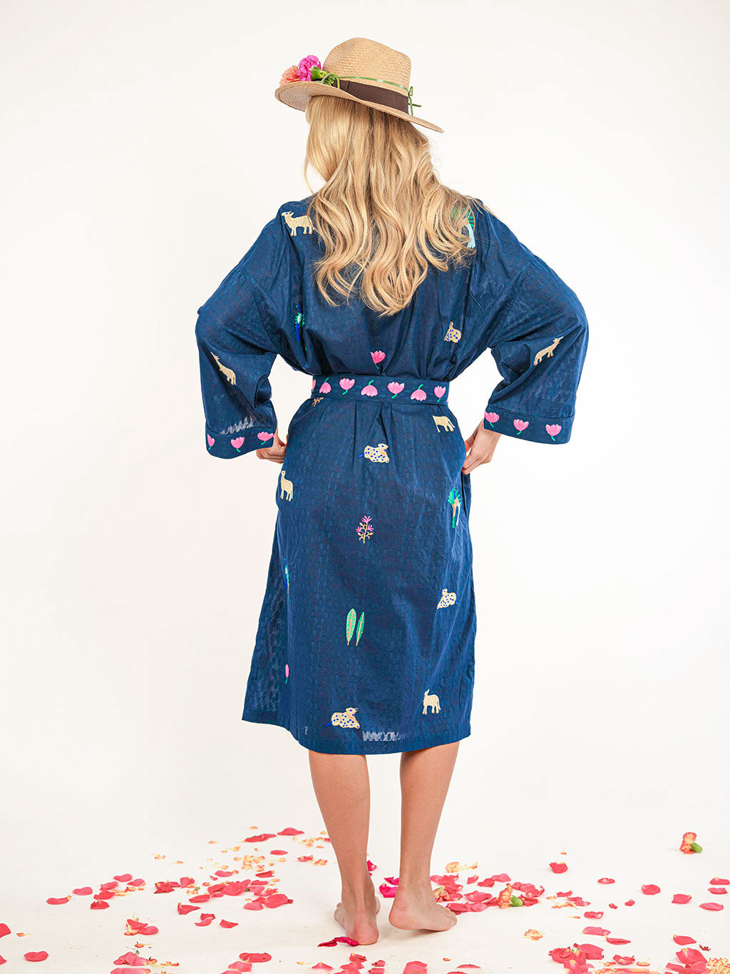 Kimono Little Jungle Embroidery on Navy