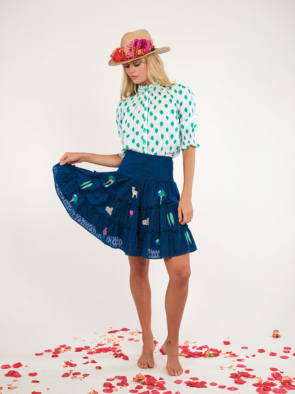 Bergamot Blouse Dots Emerald