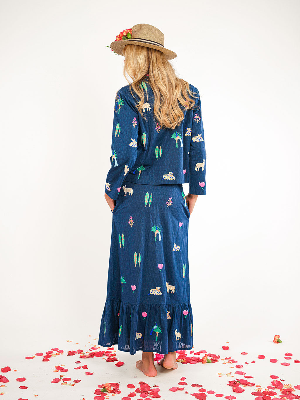 Comfrey Jacket Dots Little Jungle Embroidery on Navy