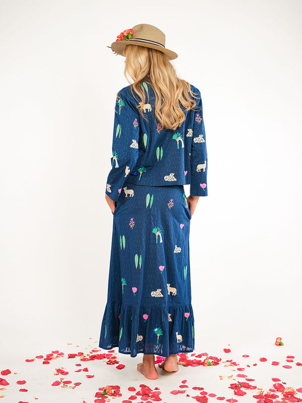 Comfrey Jacket  Little Jungle Embroidery on Navy