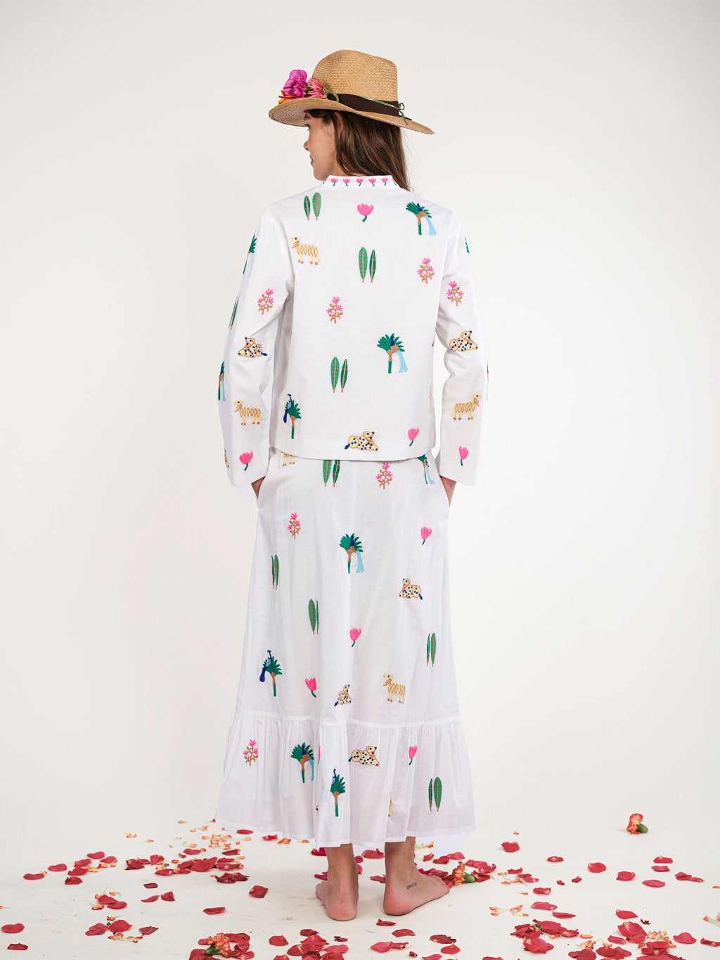 Comfrey Jacket Dots Little Jungle Embroidery on White