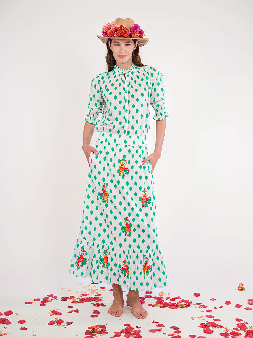 Bergamot Blouse Dots Emerald