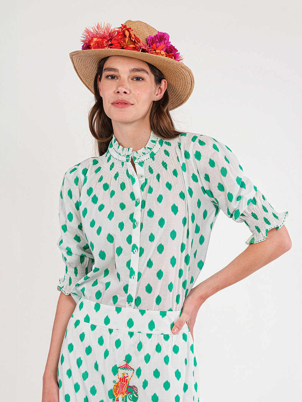 Bergamot Blouse Dots Emerald