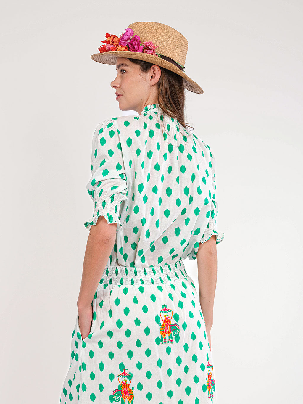 Bergamot Blouse Dots Emerald