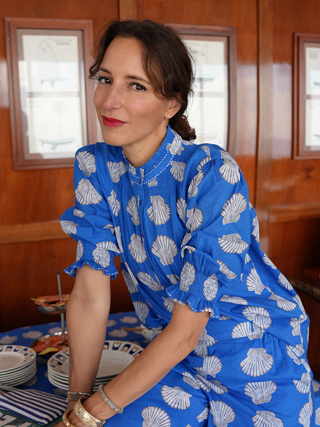 Bergamot Blouse Shells on Blue