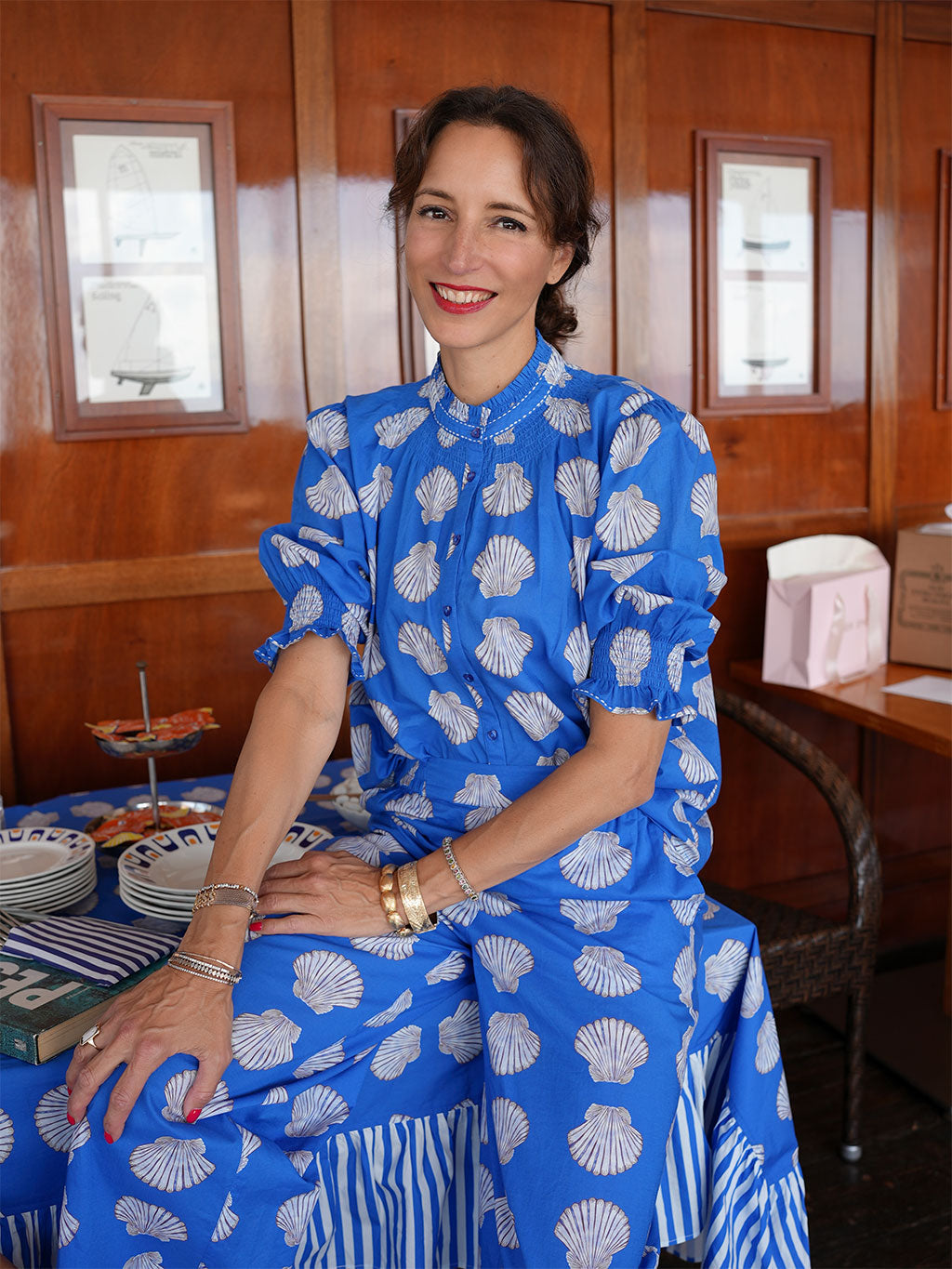 Bergamot Blouse Shells on Blue