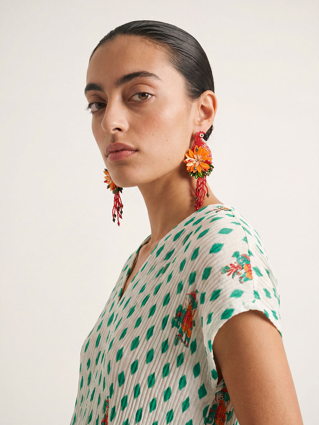 Sea Cale Dress Dots Emerald Elephant Embroidery