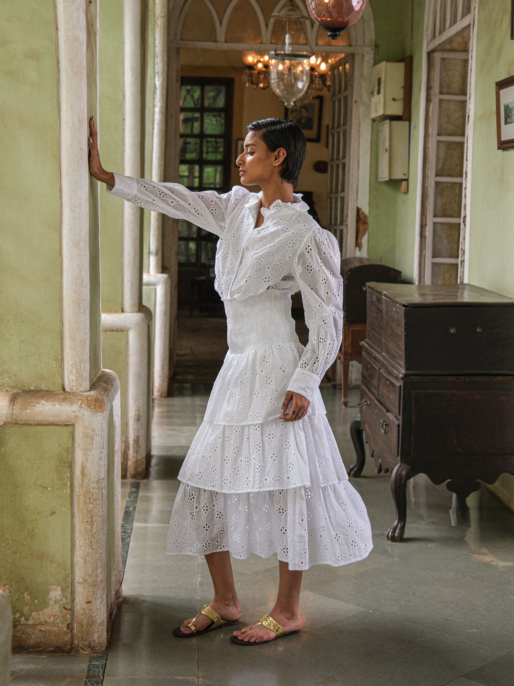 Spearmint Skirt Lace White