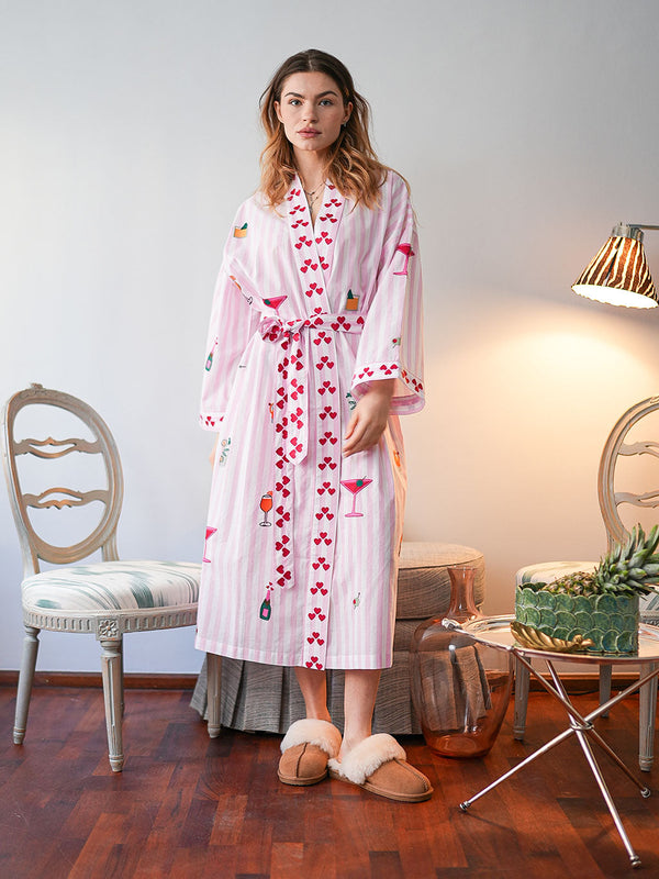 Happy Hour on Rose Stripes Kimono