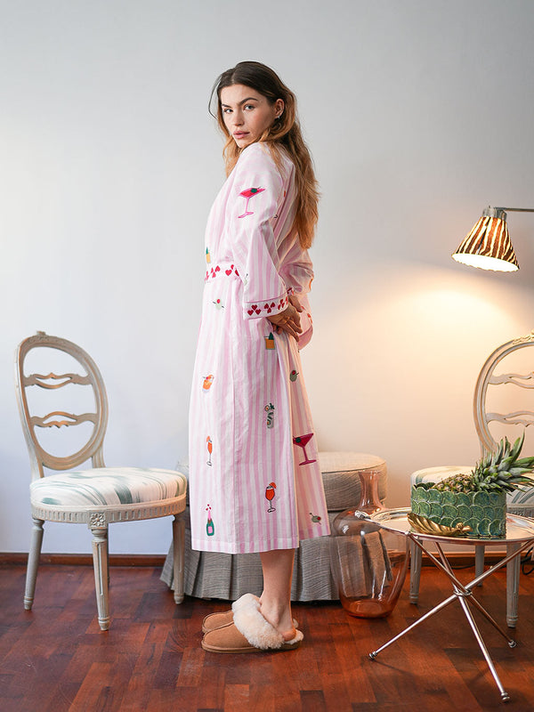 Happy Hour on Rose Stripes Kimono