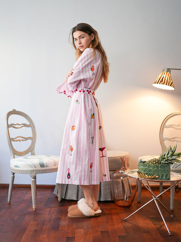Happy Hour on Rose Stripes Kimono