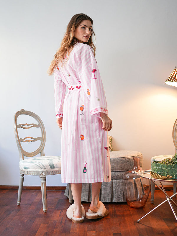 Happy Hour on Rose Stripes Kimono