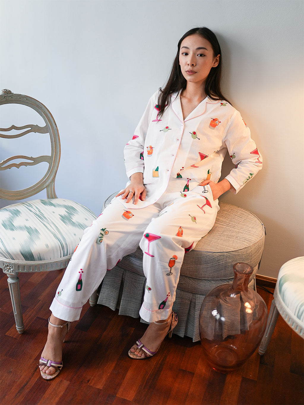 Happy Hour on White Pyjama Long