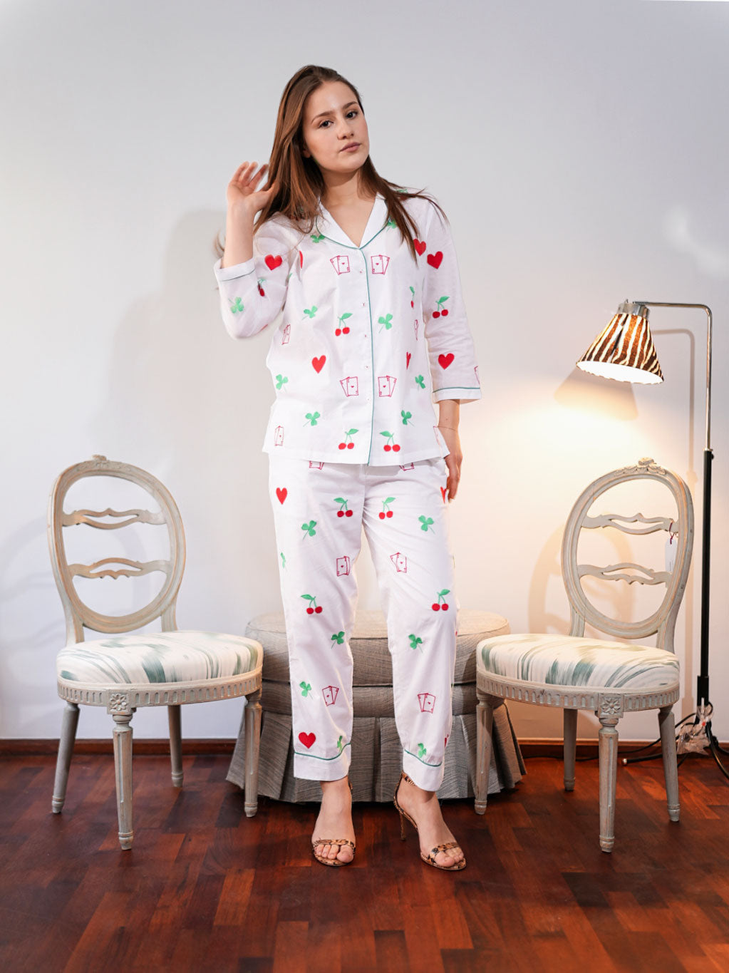Lucky on White Pyjama Long
