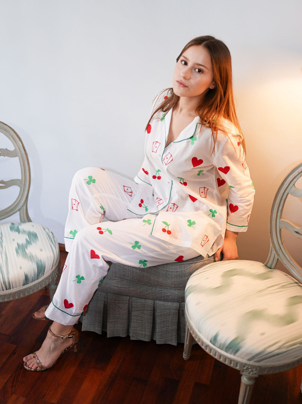 Lucky on White Pyjama Long
