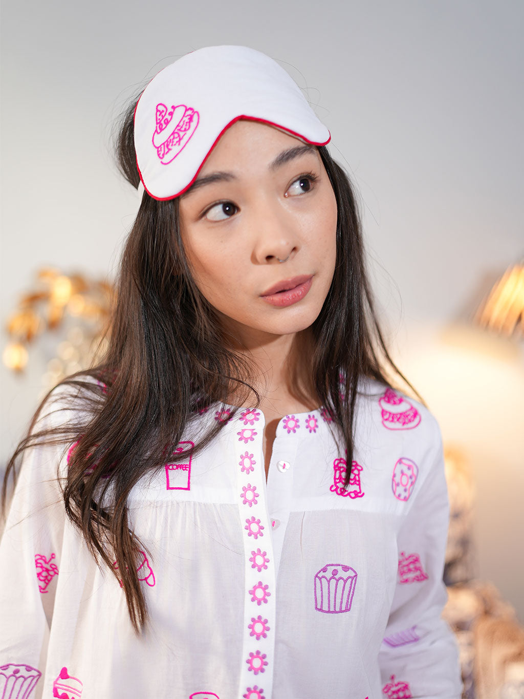 Bonjour on White Nightgown