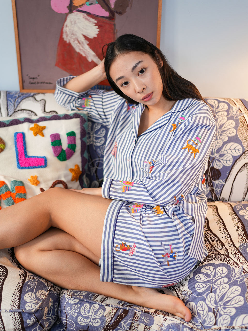 Circus on Navy Stripes Shorts