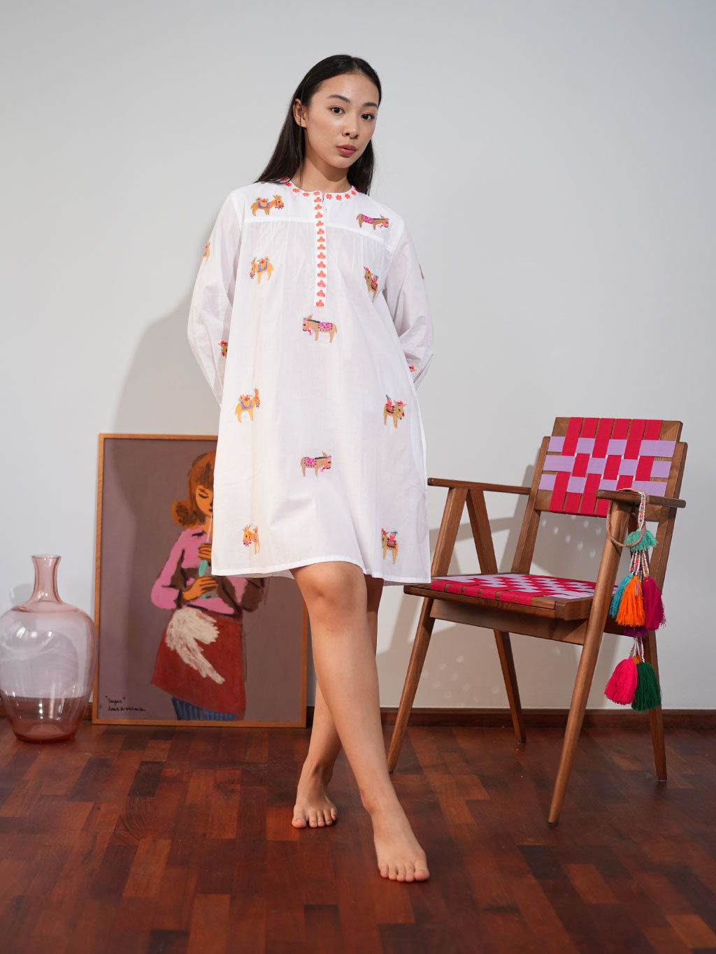 Donkeys on White Nightgown