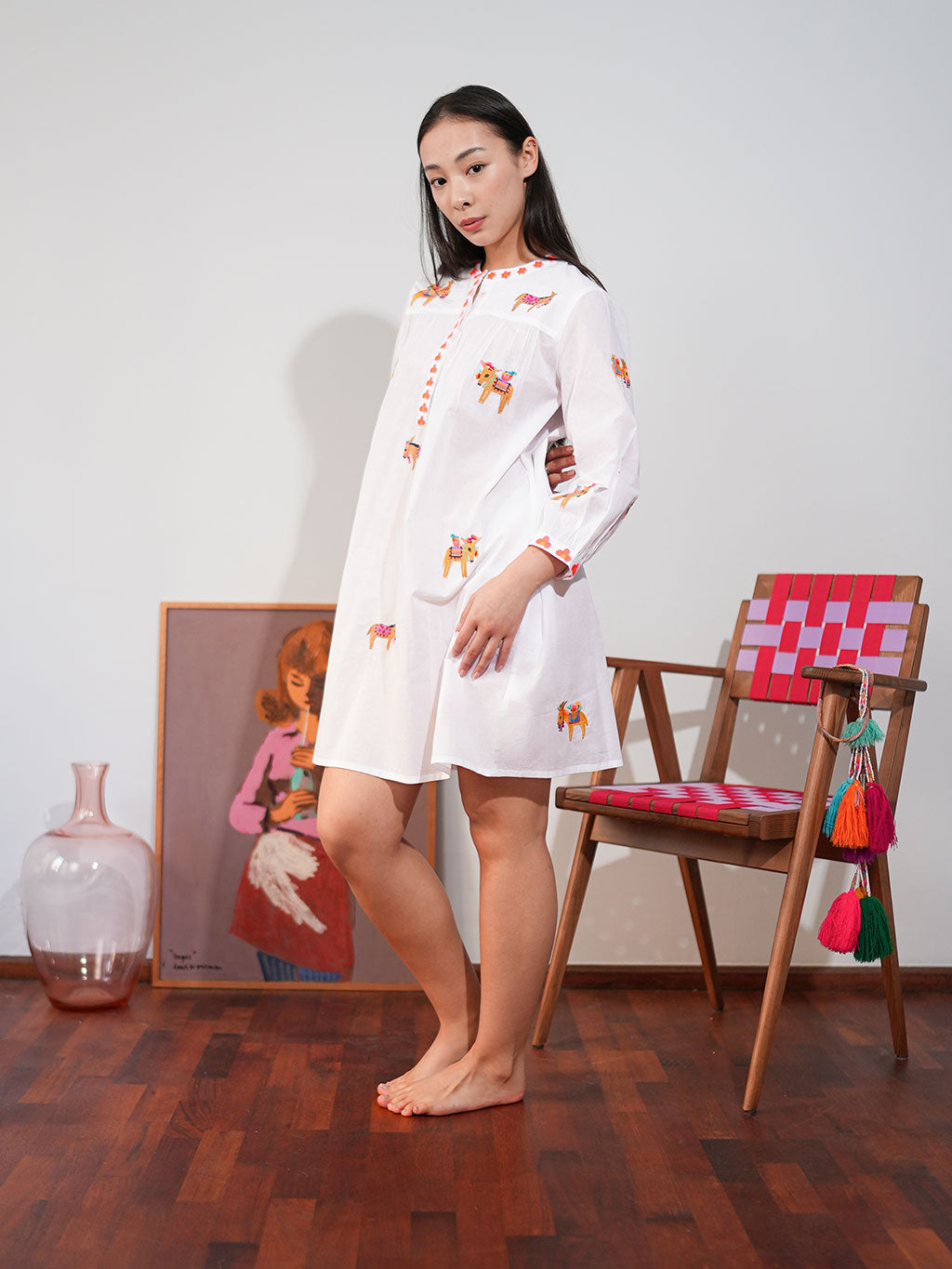 Donkeys on White Nightgown
