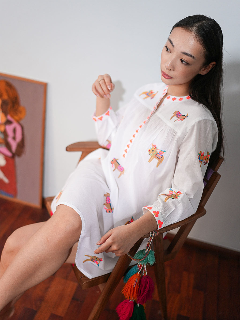 Donkeys on White Nightgown