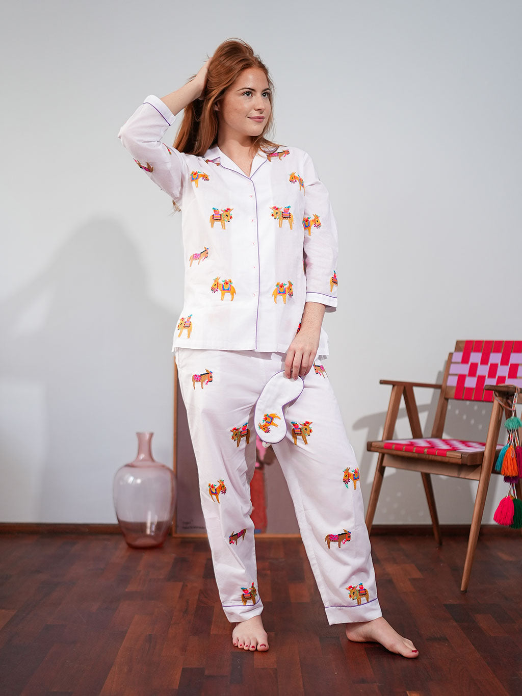 Donkeys on White Pyjama Long