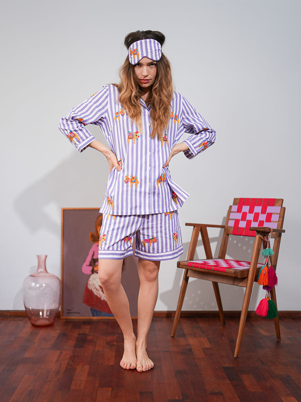 Donkeys on Purple Stripes Shorts