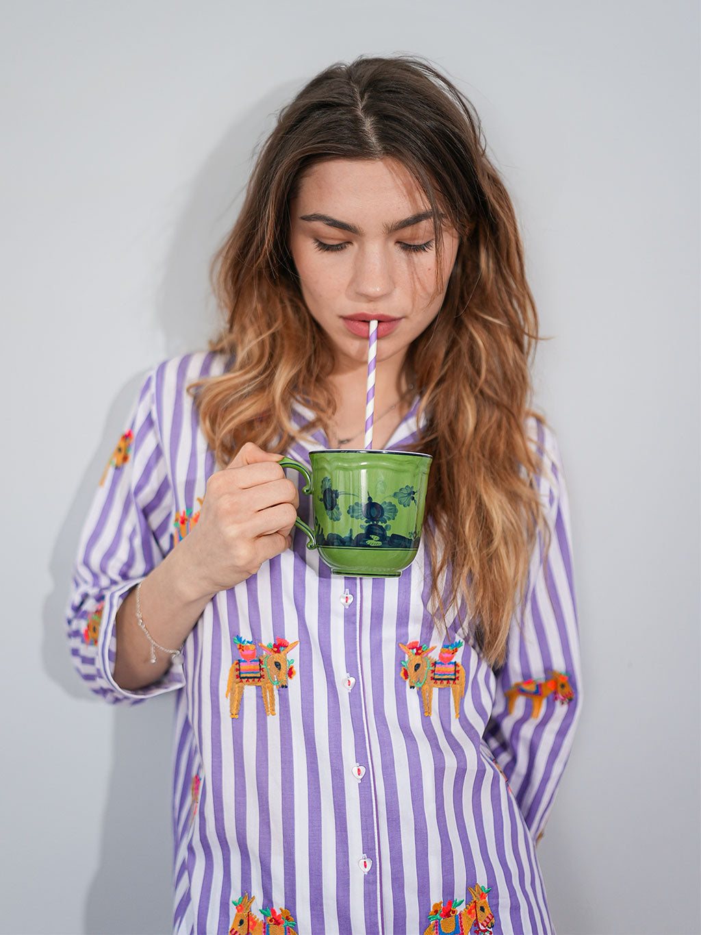 Donkeys on Purple Stripes Pyjama Long
