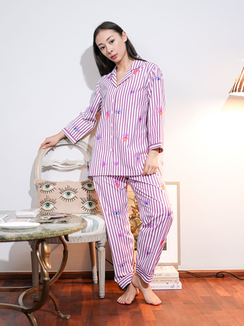 Magic on Burgundy Stripes Pyjama Long