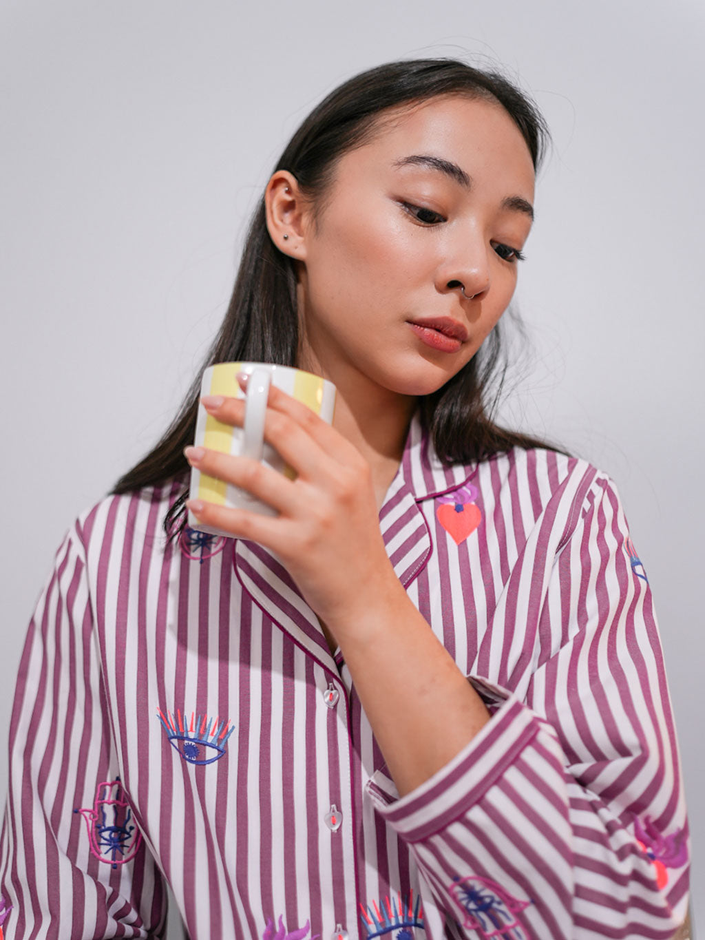 Magic on Burgundy Stripes Pyjama Long