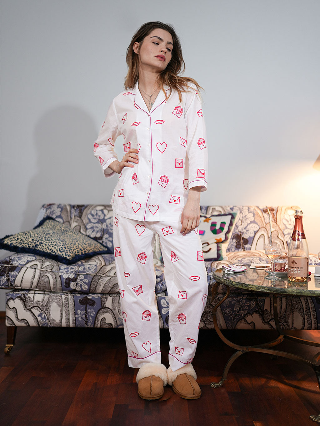 Amour on White Pyjama Long