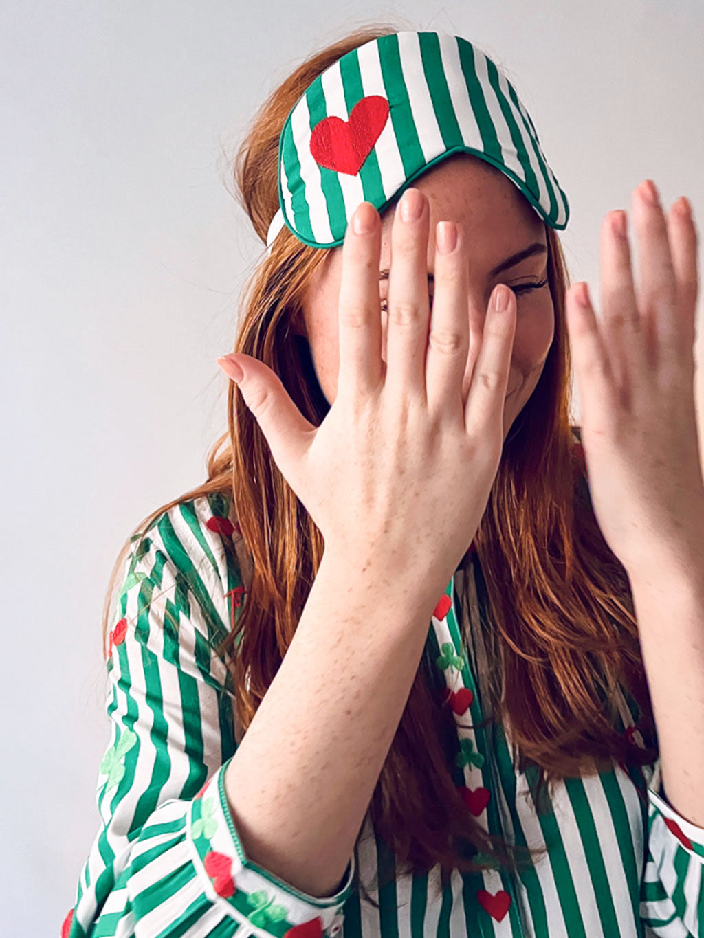 Lucky on Green Stripes Sleep Mask