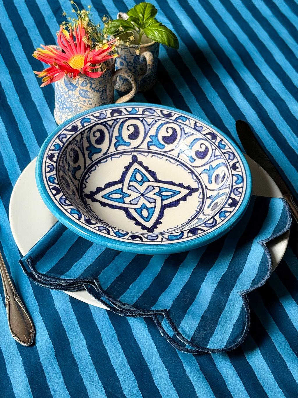 Lori x NIMO limited Tablecloth Blue Stripes